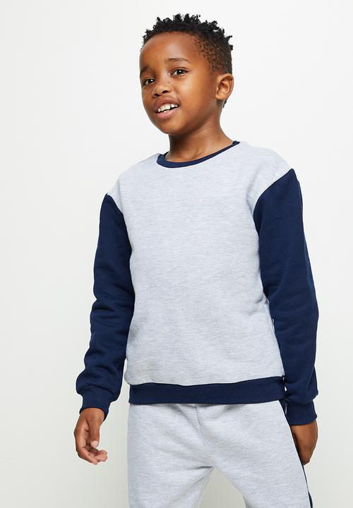 Pop Candy - Boys colour block set - grey & navy
