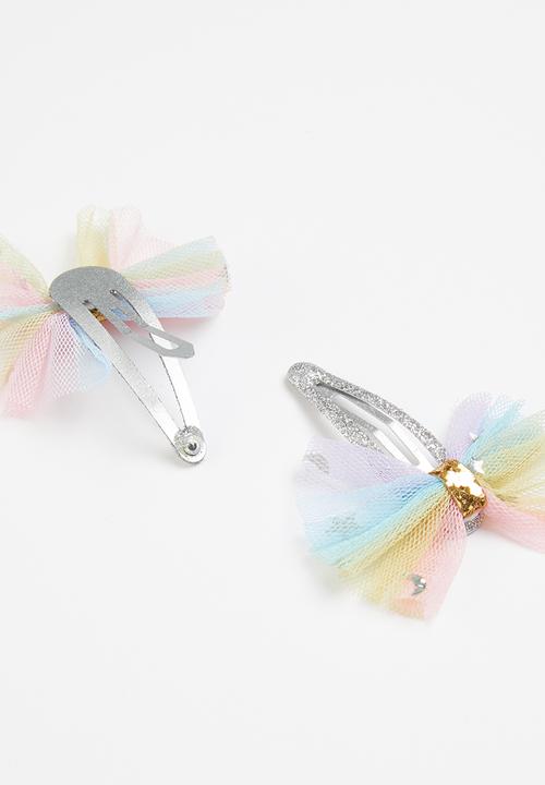 Pop Candy - Bow glitter hair clips - multi