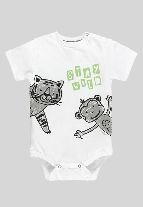 UP Baby - Bodysuit and sweat bermuda - white & grey