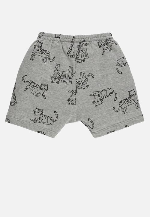 UP Baby - Bodysuit and sweat bermuda - white & grey