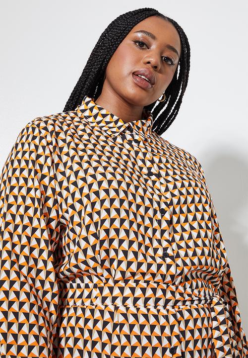 Superbalist - Fit and flare shirt dress - pop geo