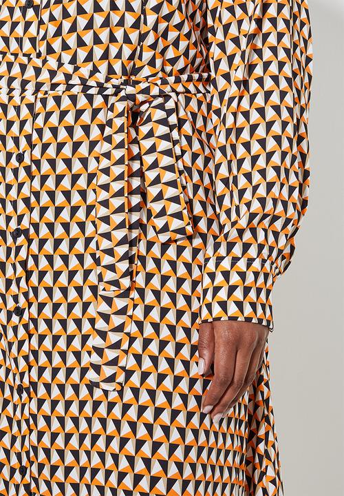 Superbalist - Fit and flare shirt dress - pop geo