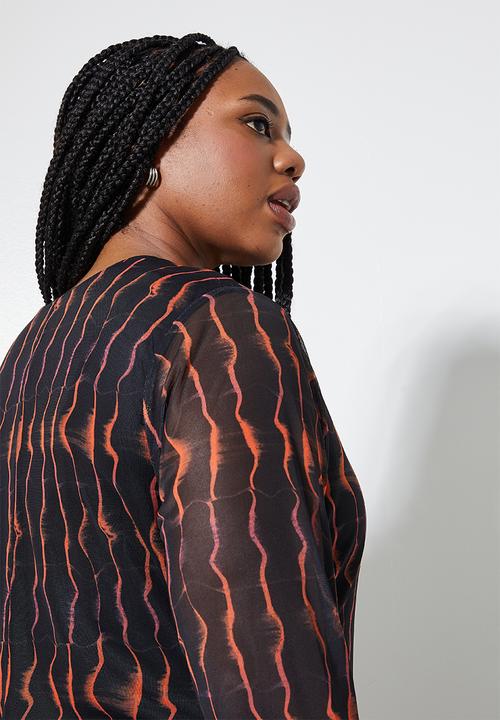 Superbalist - Mesh midi dress - blurred orange lines