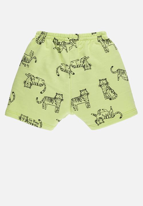 UP Baby - Bodysuit and sweat bermuda - light grey & green