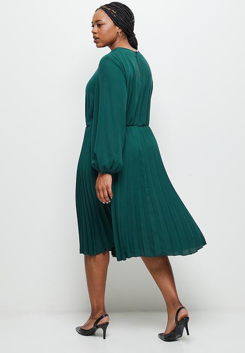 edit Plus - Pleated midi dress - emerald green