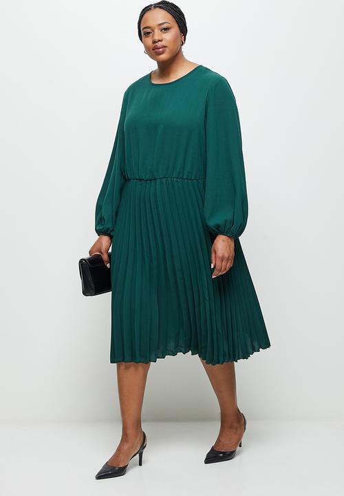 edit Plus - Pleated midi dress - emerald green