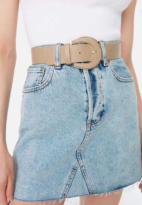 Trendyol - All faux leather belt - beige