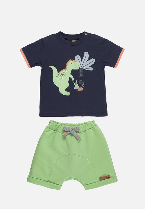 UP Baby - Tee & sweat bermuda - dark blue & green