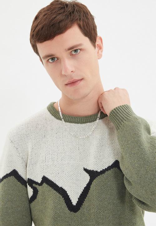 Trendyol - Greg slim fit patterned knit - green