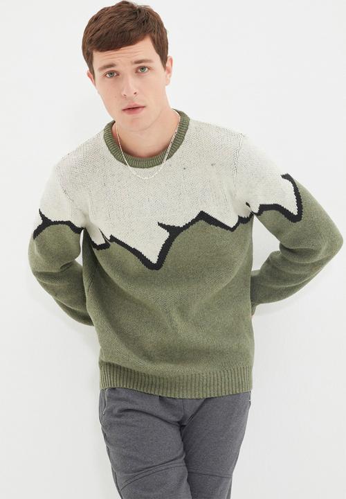 Trendyol - Greg slim fit patterned knit - green