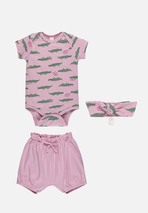 UP Baby - Bodysuit, shorts and headband - pink