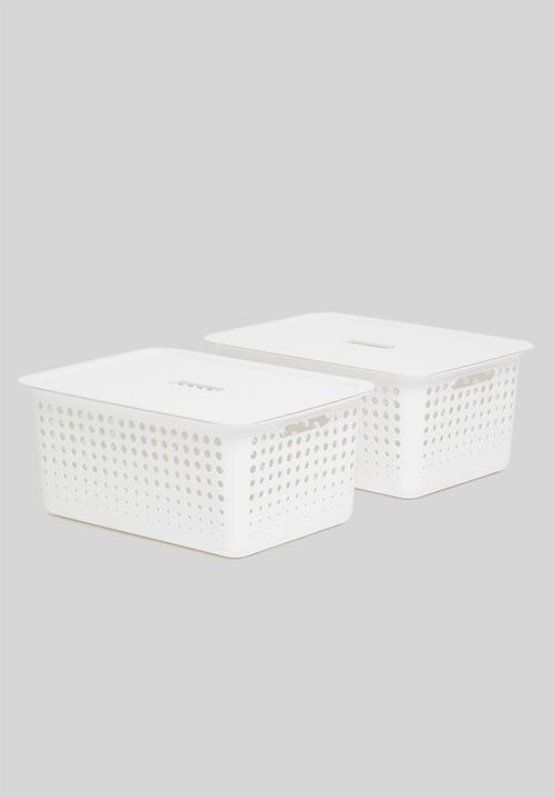 Litem - Set of 2 myroom I basket with lid large - white