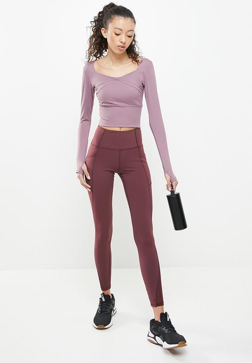 dailyfriday - Mesh insert active leggings - burgundy