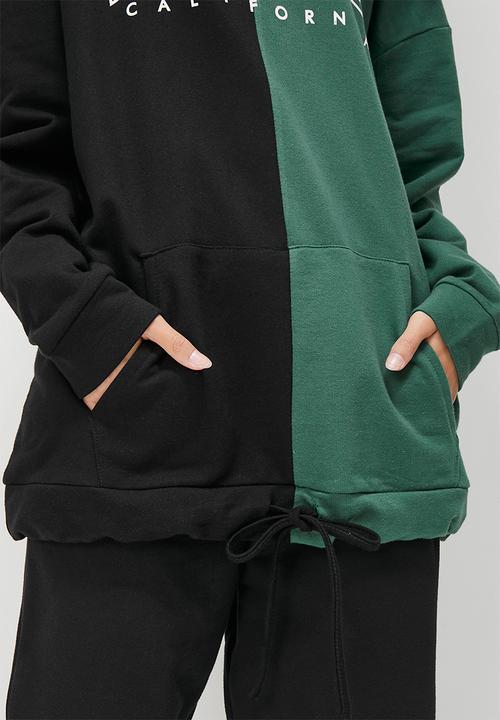 Blake - Co-ord graphic colourblock oversized hoodie - emerald & black