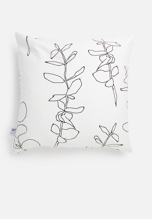 Sixth Floor - Sketched stem cushion cover - black & white