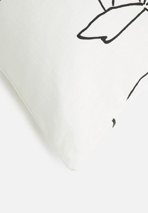 Sixth Floor - Sketched stem cushion cover - black & white