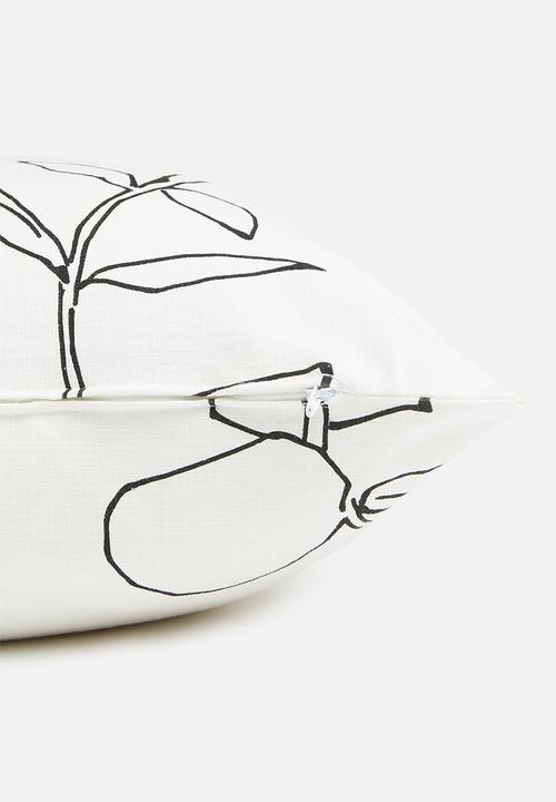 Sixth Floor - Sketched stem cushion cover - black & white