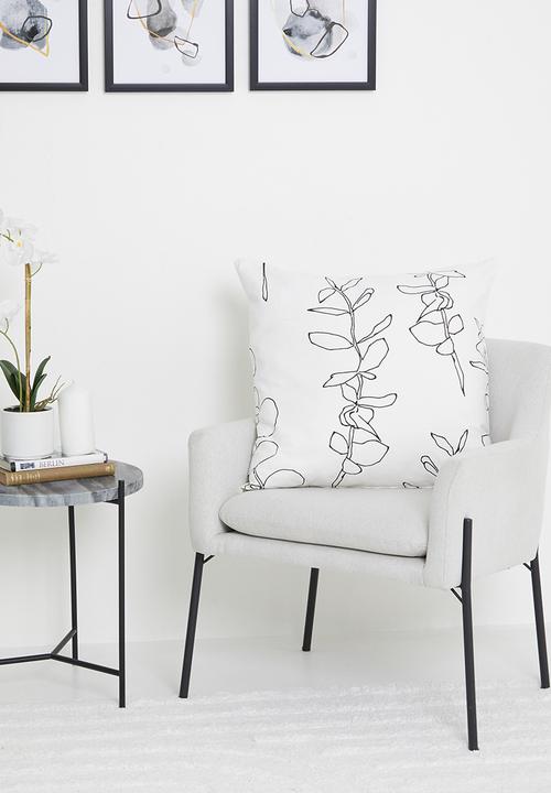Sixth Floor - Sketched stem cushion cover - black & white