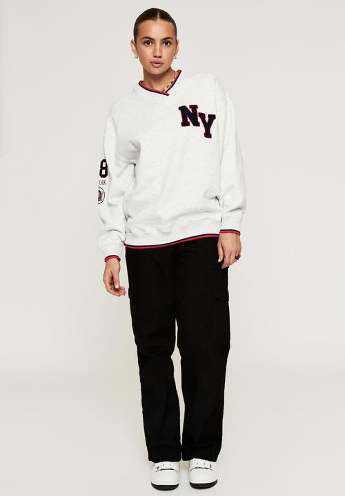 Supré  - Stevie v neck oversized jumper - light grey marle/ny