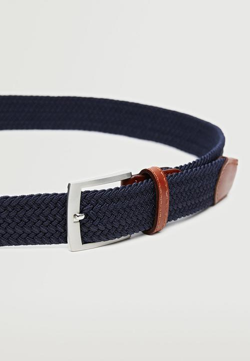 MANGO - Braided elastic belt - navy