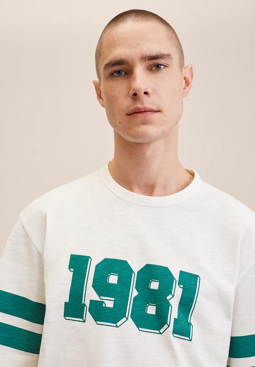 MANGO - Apollo 1981 cotton varsity t-shirt - Off White