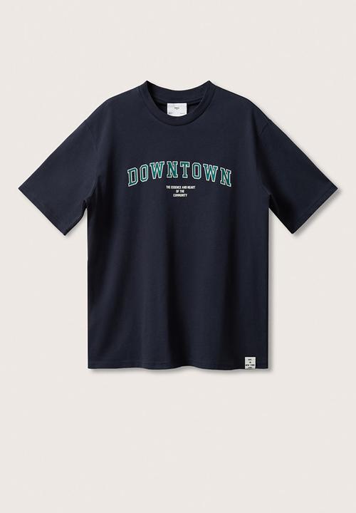 MANGO - Bastian cotton varsity t-shirt  - dark navy