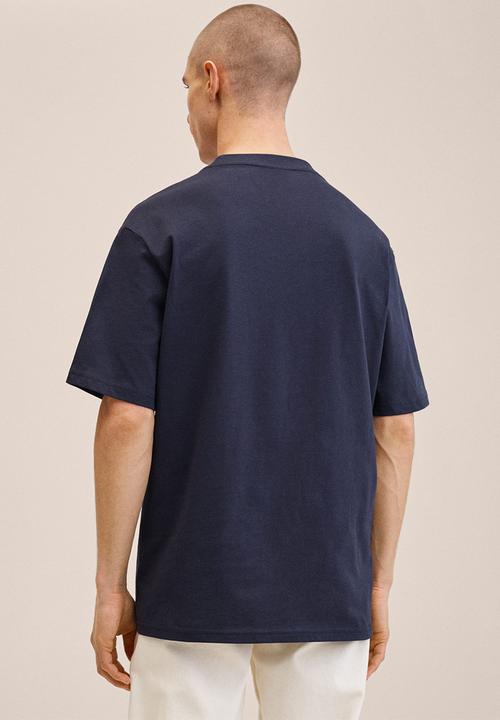 MANGO - Bastian cotton varsity t-shirt  - dark navy
