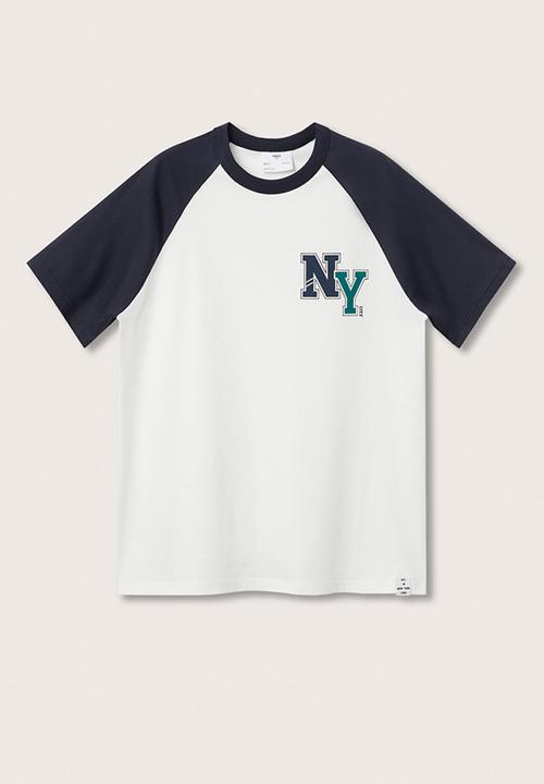 MANGO - Clio cotton varsity raglan t-shirt - white