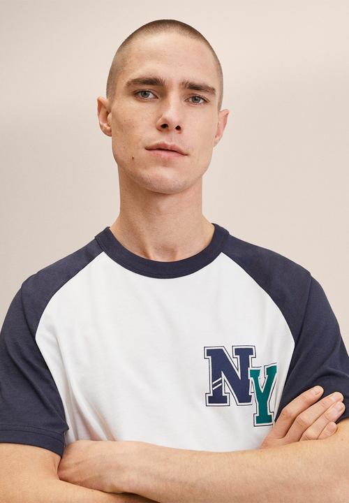 MANGO - Clio cotton varsity raglan t-shirt - white