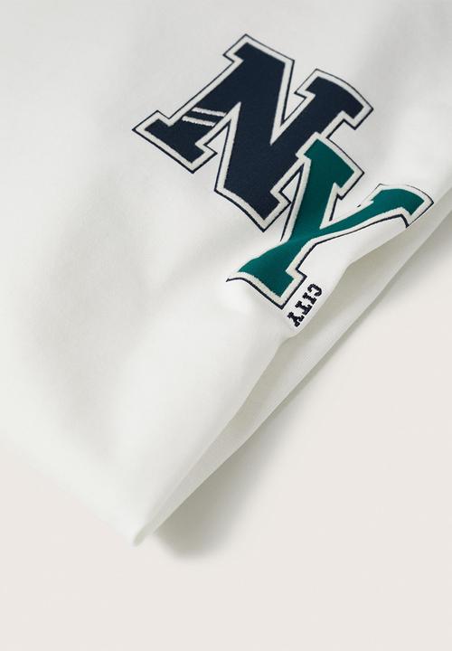 MANGO - Clio cotton varsity raglan t-shirt - white