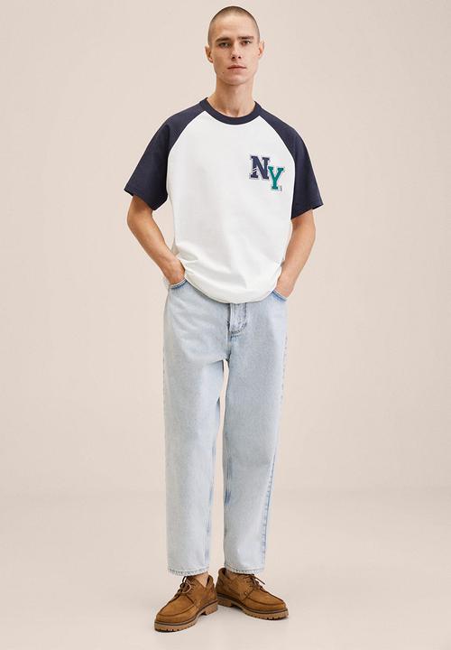 MANGO - Clio cotton varsity raglan t-shirt - white
