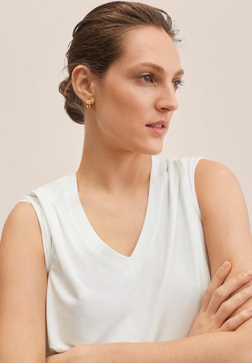 MANGO - T-shirt vispi - white