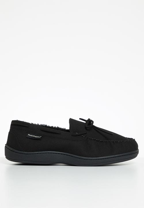 Hush Puppies - Ben mock suede slipper - black