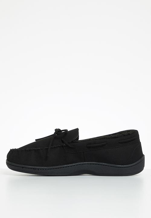 Hush Puppies - Ben mock suede slipper - black