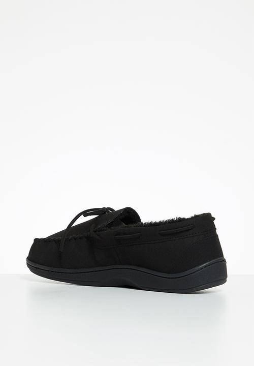 Hush Puppies - Ben mock suede slipper - black