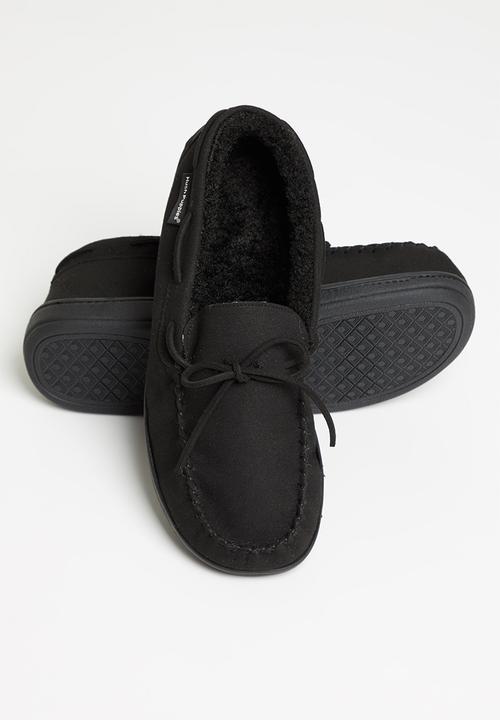 Hush Puppies - Ben mock suede slipper - black