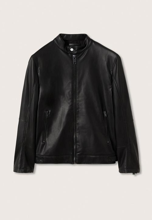 MANGO - Brake Faux-leather biker jacket - Black