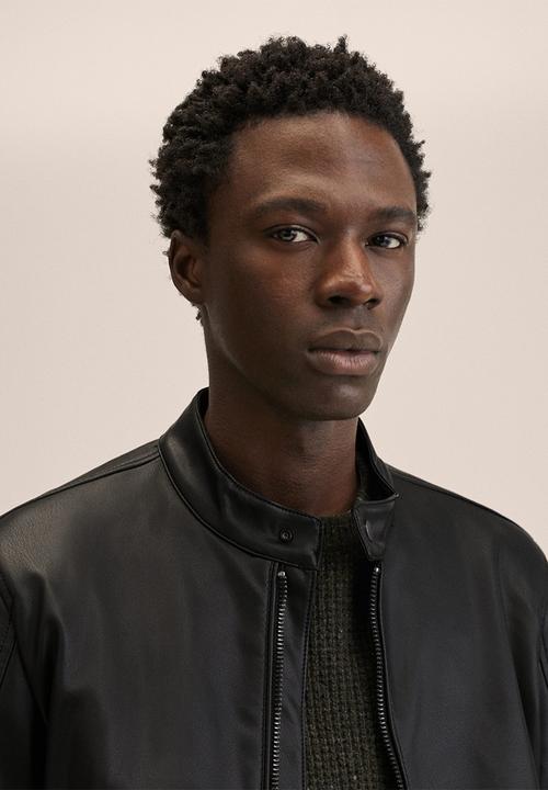 MANGO - Brake Faux-leather biker jacket - Black