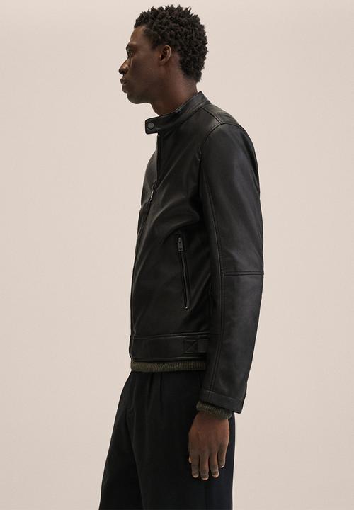 MANGO - Brake Faux-leather biker jacket - Black