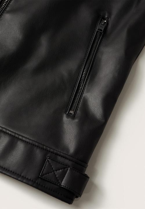MANGO - Brake Faux-leather biker jacket - Black