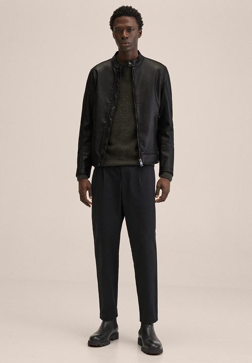 MANGO - Brake Faux-leather biker jacket - Black