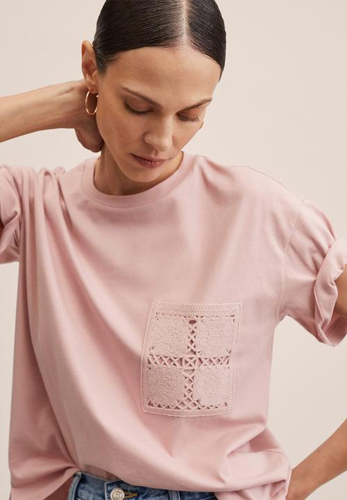 MANGO - T-shirt vigo - light pastel pink