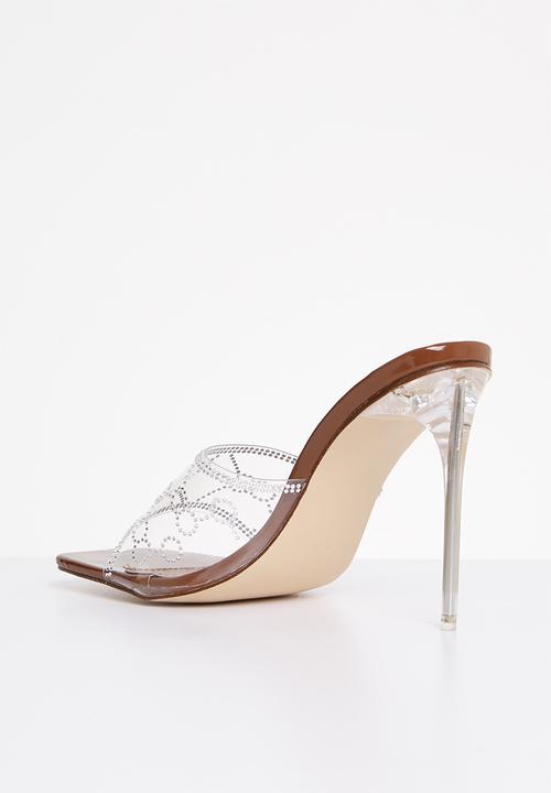 Public Desire - Progress square toe heel - choc patent perspex