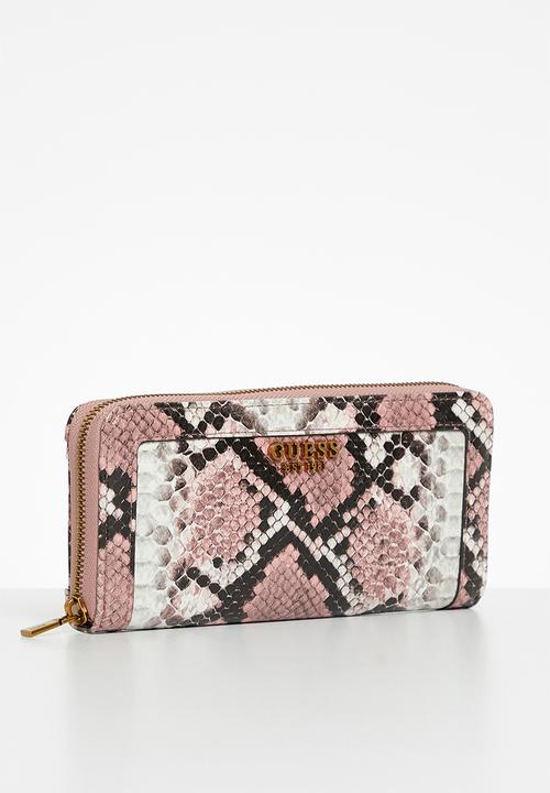 GUESS - Abey slg large zip around - pink python