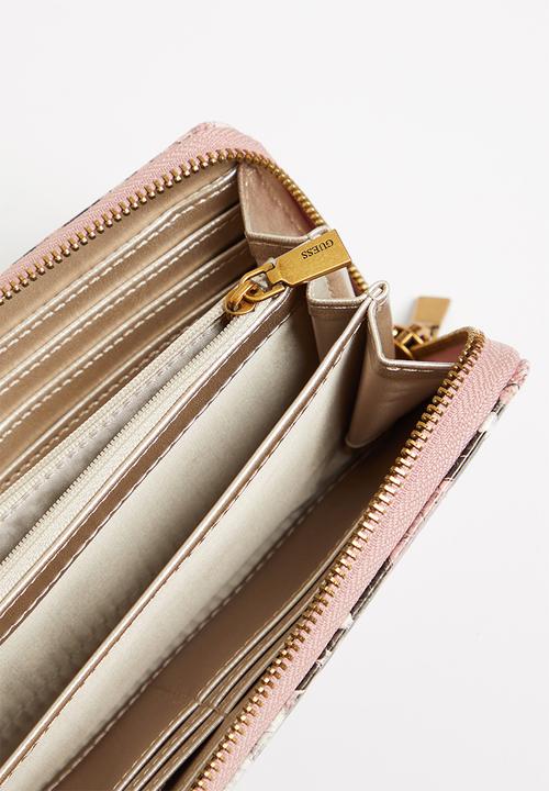 GUESS - Abey slg large zip around - pink python