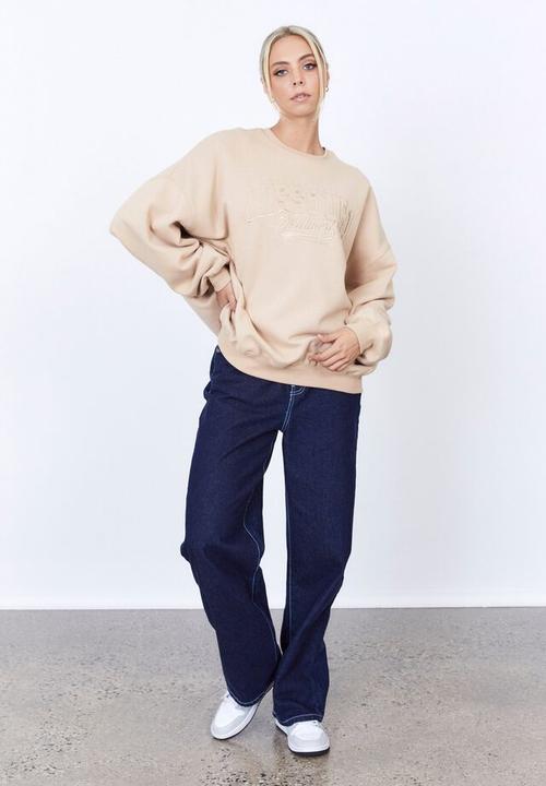 Factorie - Slouchy premium graphic crew - neutral clay/missouri