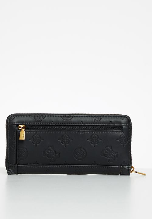 GUESS - Abey slg large zip around - black logo