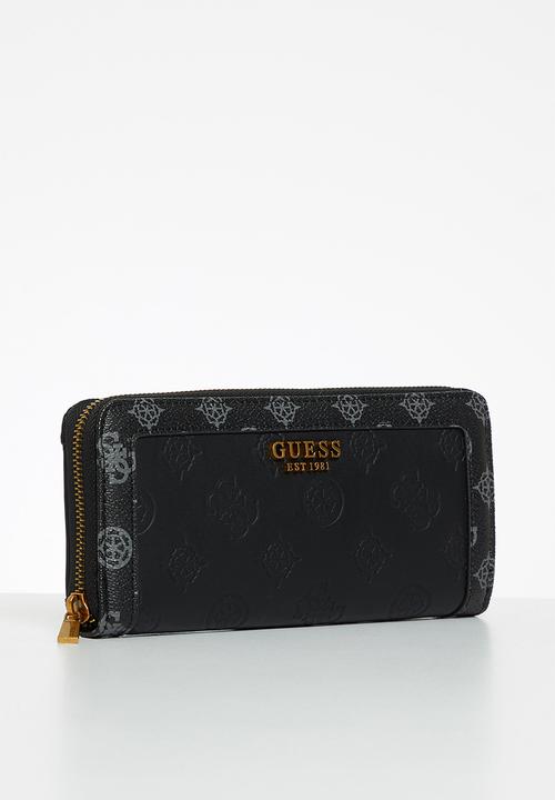 GUESS - Abey slg large zip around - black logo