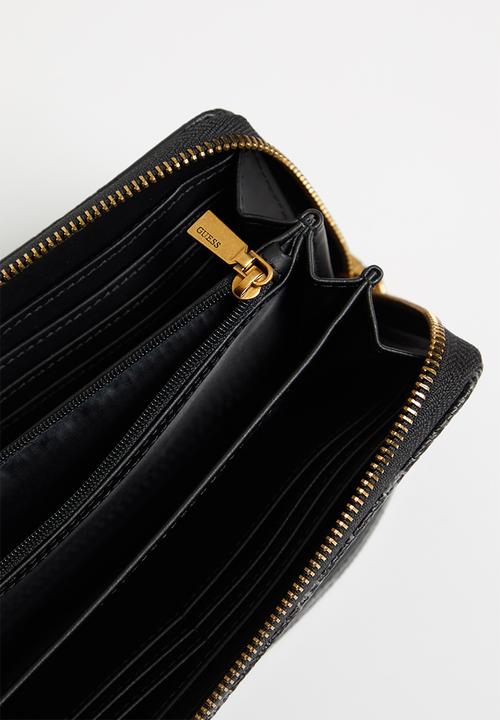GUESS - Abey slg large zip around - black logo