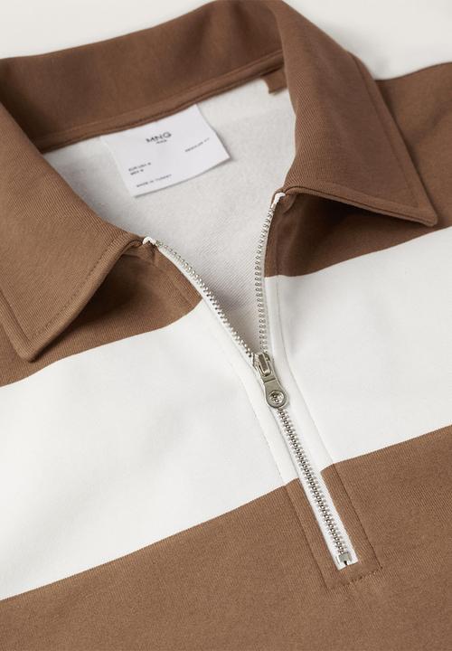 MANGO - Gene striped polo sweatshirt - brown